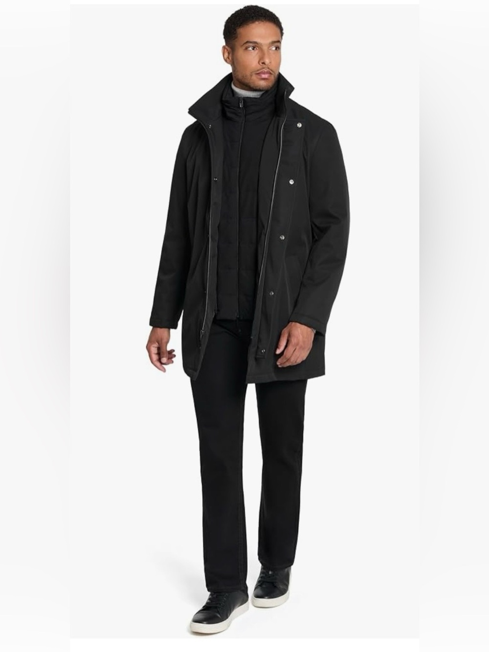 Calvin Klein Mens Overcoat, Black Size 42
